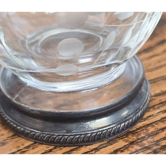 Vintage Etched Glass Sterling Silver Sugar Creamer Set - Picture 6 of 12